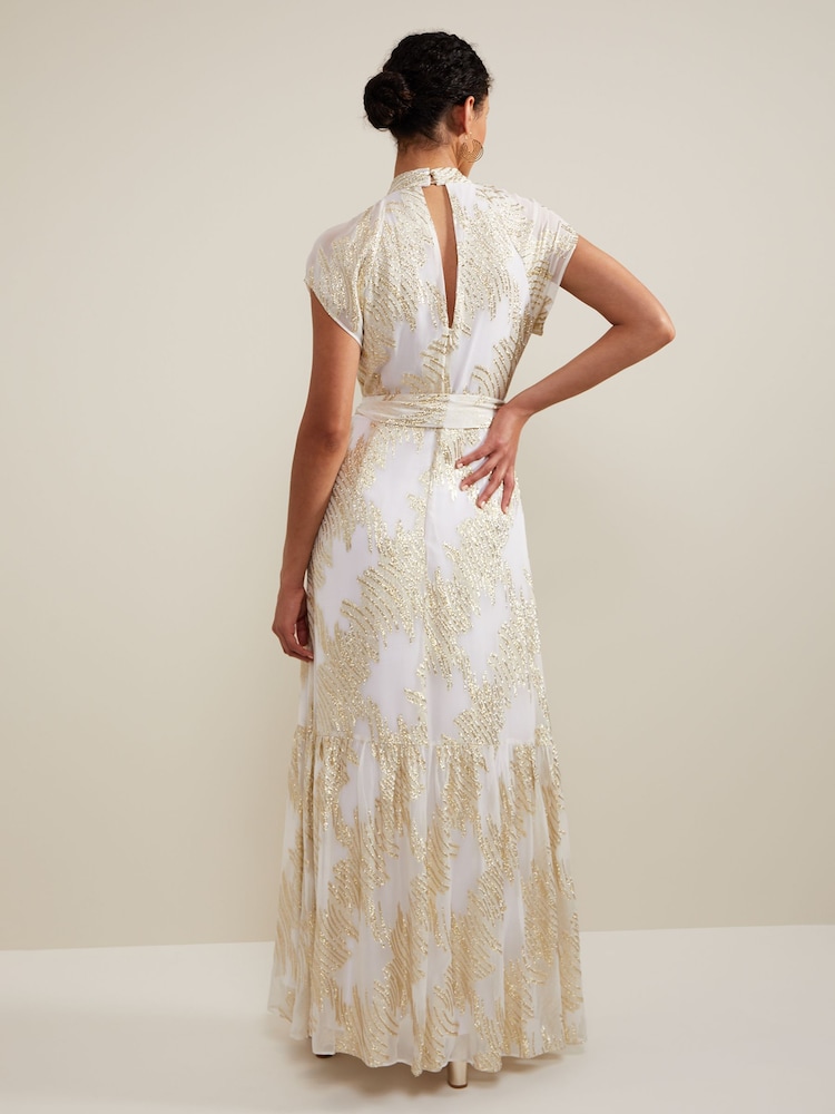 Phase Eight White/Silver Kerena Shimmer Maxi Dress - Image 2 of 7