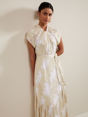 Phase Eight White/Silver Kerena Shimmer Maxi Dress - Image 3 of 7
