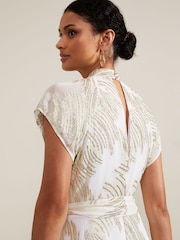 Phase Eight White/Silver Kerena Shimmer Maxi Dress - Image 5 of 7