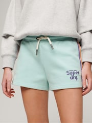 Superdry Green Rainbow Side Stripe Logo 100% Cotton Shorts - Image 1 of 4