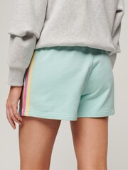 Superdry Green Rainbow Side Stripe Logo 100% Cotton Shorts - Image 3 of 4