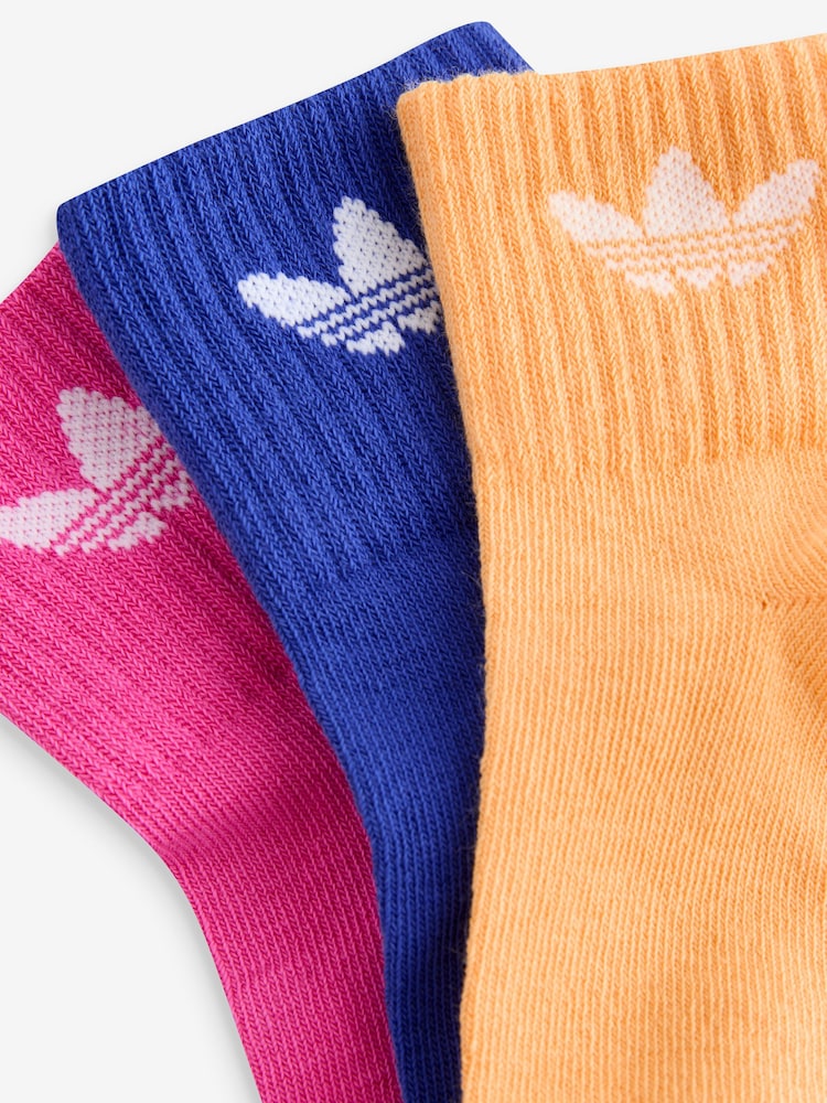 adidas Originals Multi Kids Mid Ankle Socks 3 Pack - Image 2 of 3