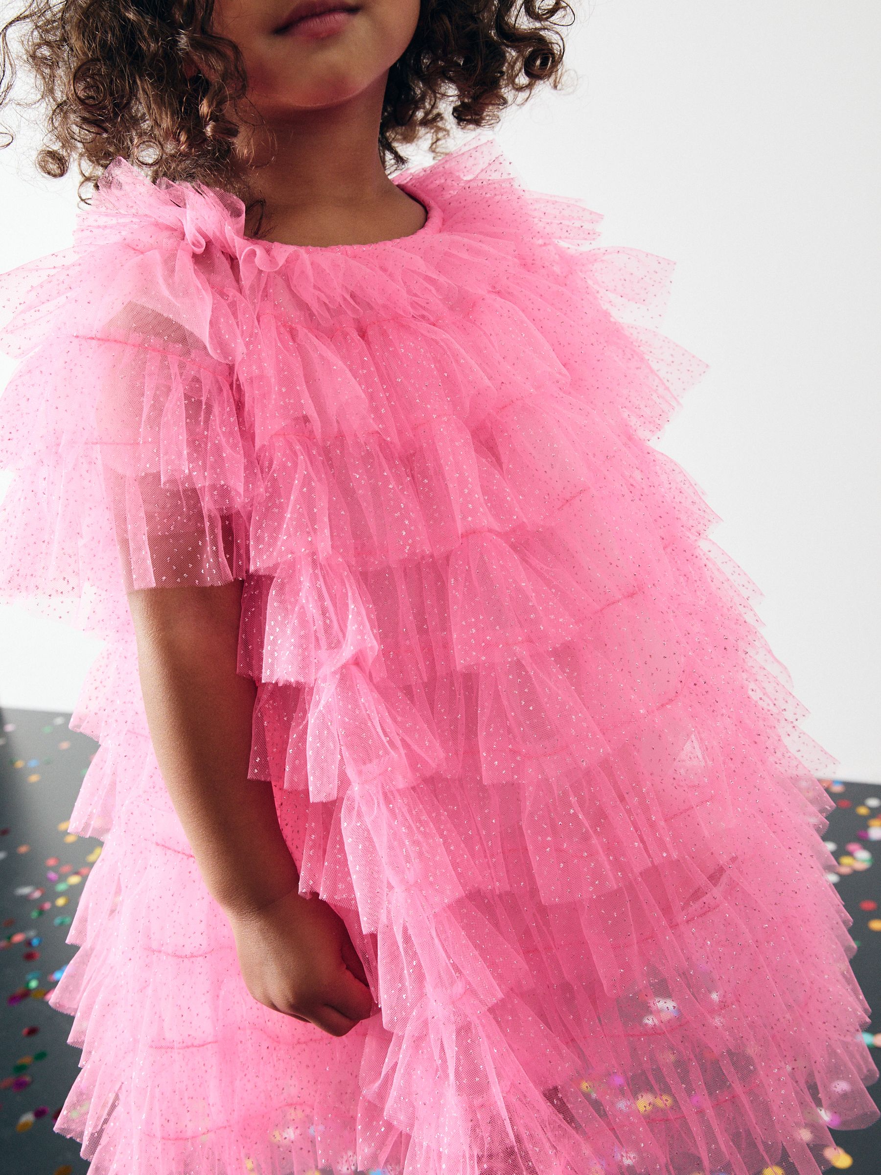 ファッションデザイナー Pink Bright Buy Sparkle from (3mths-8yrs) Dress Mesh Ruffle トップス