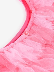 Bright Pink Sparkle Ruffle Mesh Dress (3mths-8yrs) - Image 9 of 10