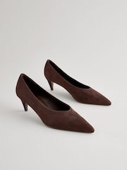 Chocolate Brown Forever Comfort® Point Toe Peg Kitten Heels - Image 3 of 7