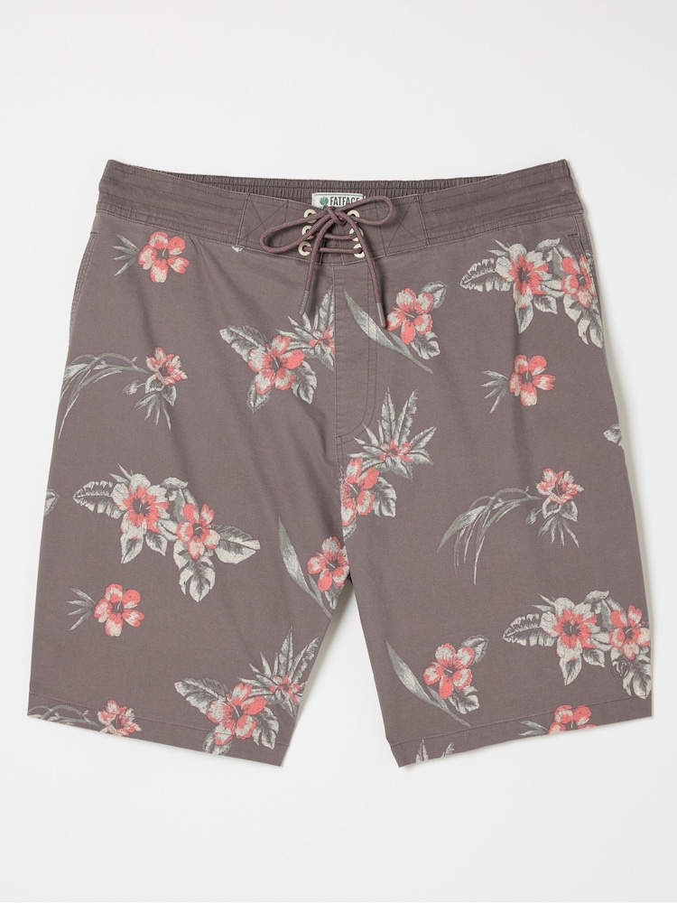 FatFace Camber Brown Hibiscus Swim Shorts - Image 4 of 4