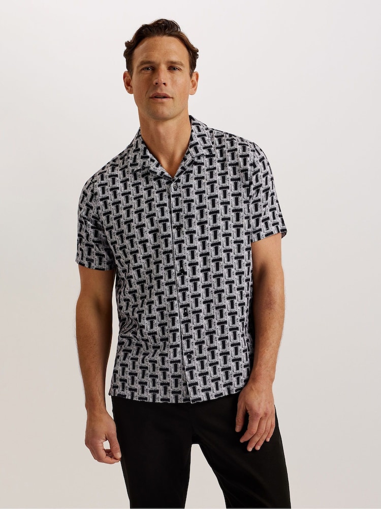 Ted Baker Black Rhin T Geo Print Shirt - Image 1 of 6 Ted Baker Black Rhin T Geo Print Shirt - Image 1 of 6