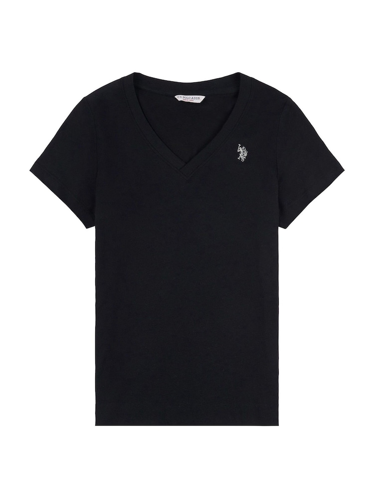 Buy Polo Black Womens Regular Fit V-Neck T-Shirt from