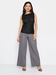 PixieGirl Petite Black Drape Front Vest Top - Image 2 of 5