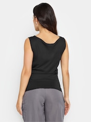 PixieGirl Petite Black Drape Front Vest Top - Image 4 of 5
