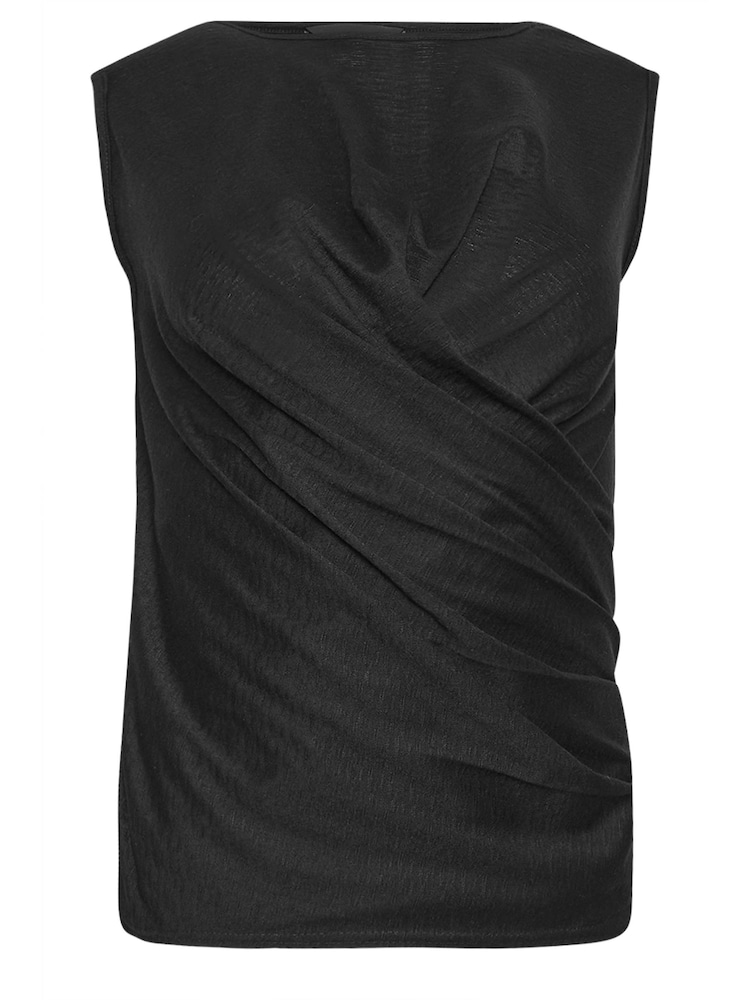 PixieGirl Petite Black Drape Front Vest Top - Image 5 of 5