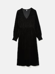 Joules Vanessa Black Velvet Shirred Dress - Image 6 of 6