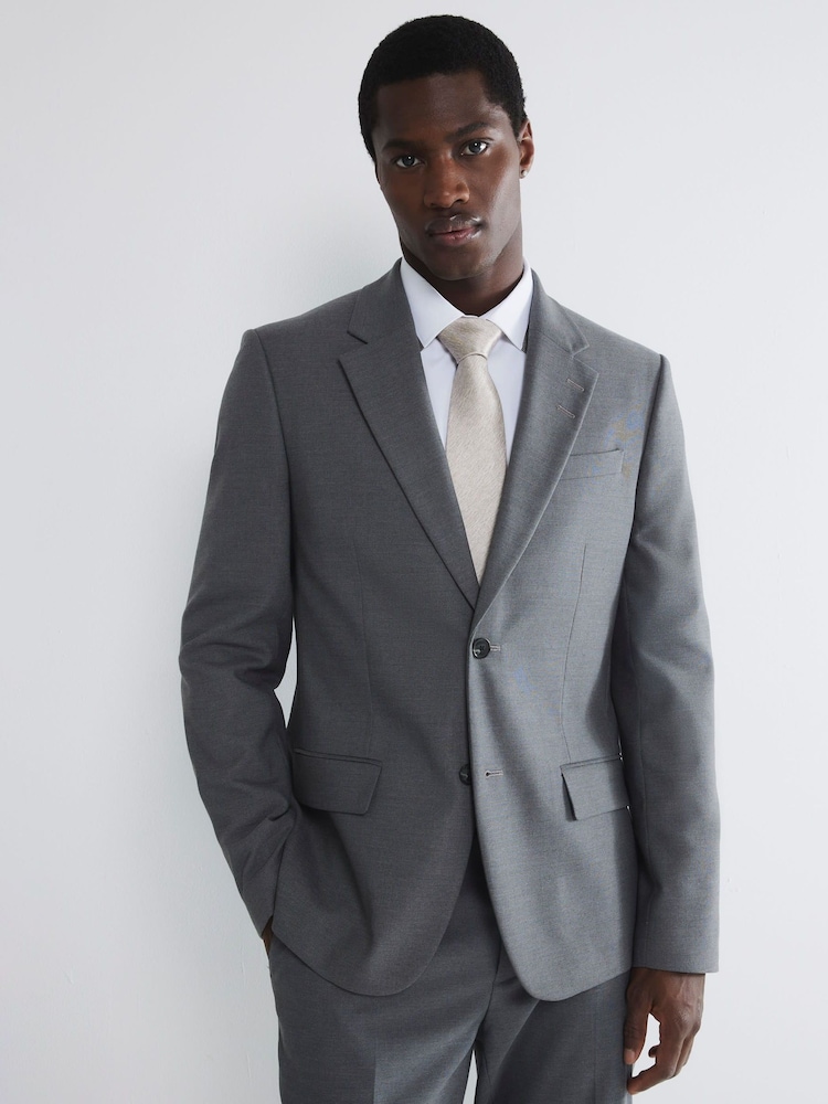 River Island Grey Plain Slim Suit Jacket - Image 1 of 3 River Island Grey Plain Slim Suit Jacket - Image 1 of 3