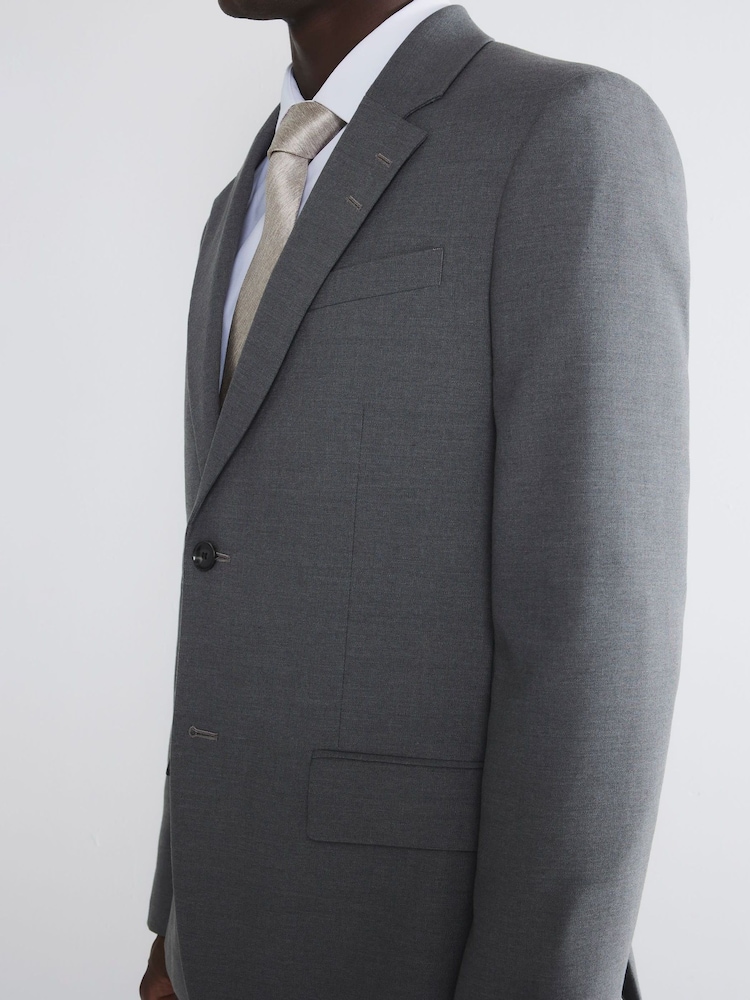 River Island Grey Plain Slim Suit Jacket - Image 3 of 3 River Island Grey Plain Slim Suit Jacket - Image 3 of 3