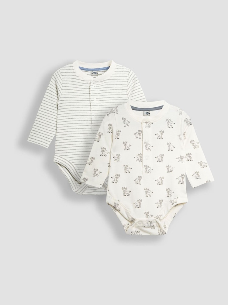 JoJo Maman Bébé Printed Highland Cow And Striped Bodies 2 Pack - Bild 1 von 4