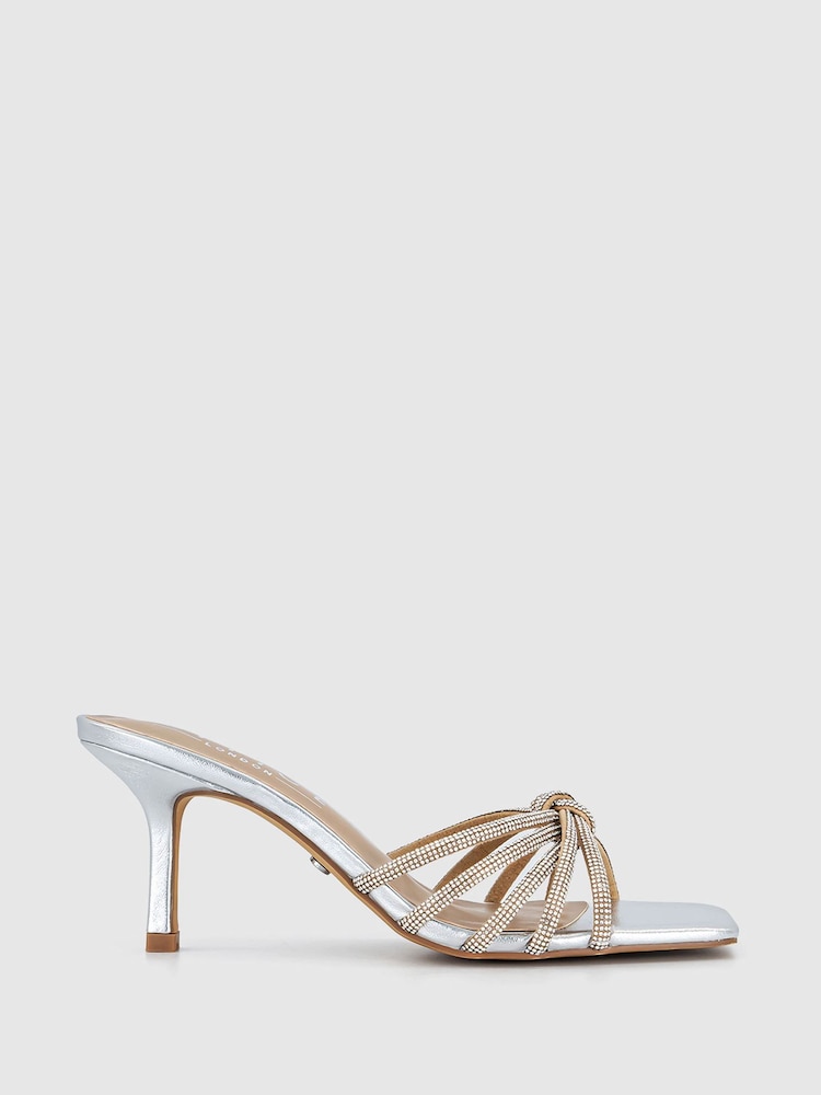 Office Metallic Mitzy Embellished Knot Mule Sandals - Image 1 of 4
