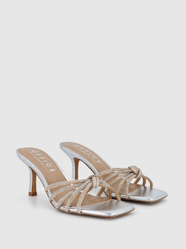 Office Metallic Mitzy Embellished Knot Mule Sandals - Image 2 of 4