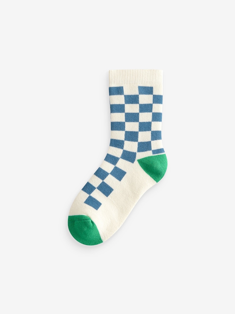 bež Bright Checkerboard - Prijetne frotirne nogavice iz bogatega bombaža 5 paket - Slika 2 iz 6