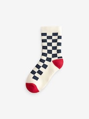 bež Bright Checkerboard - Prijetne frotirne nogavice iz bogatega bombaža 5 paket - Slika 3 iz 6