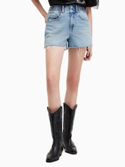 AllSaints Blue Denim Hailey 100% Cotton Shorts - Image 2 of 6