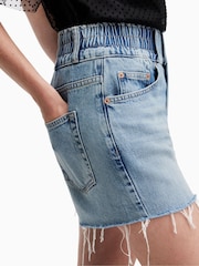AllSaints Blue Denim Hailey 100% Cotton Shorts - Image 4 of 6