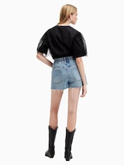 AllSaints Blue Denim Hailey 100% Cotton Shorts - Image 5 of 6