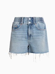 AllSaints Blue Denim Hailey 100% Cotton Shorts - Image 6 of 6