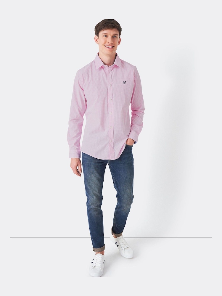 Crew Clothing Pink Long Sleeve 100% Cotton Gingham Shirt - Image 2 of 4 Crew Clothing Pink Long Sleeve 100% Cotton Gingham Shirt - Image 2 of 4