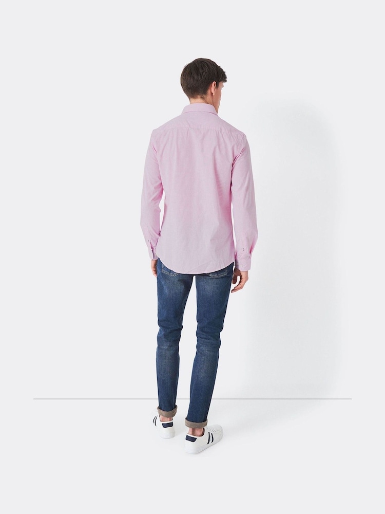 Crew Clothing Pink Long Sleeve 100% Cotton Gingham Shirt - Image 3 of 5