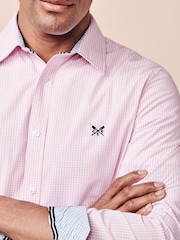 Crew Clothing Pink Long Sleeve 100% Cotton Gingham Shirt - Image 4 of 5