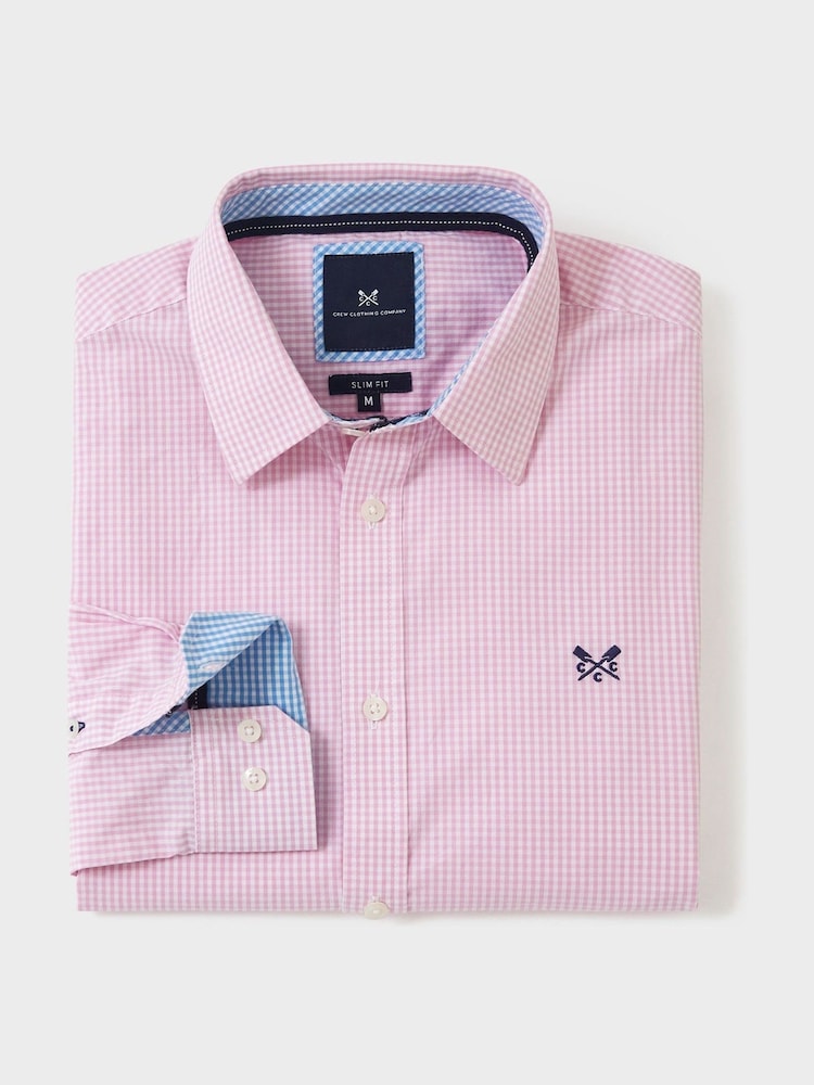 Crew Clothing Pink Long Sleeve 100% Cotton Gingham Shirt - Image 4 of 4 Crew Clothing Pink Long Sleeve 100% Cotton Gingham Shirt - Image 4 of 4
