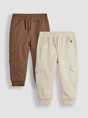 Rumenorjava & naravna melirana - Kargo hlače Jojo Maman Bébé (z žepi in hlačnicah) 100% Cotton lahke hlače za prosti čas 2 Pack - Slika 1 iz 8