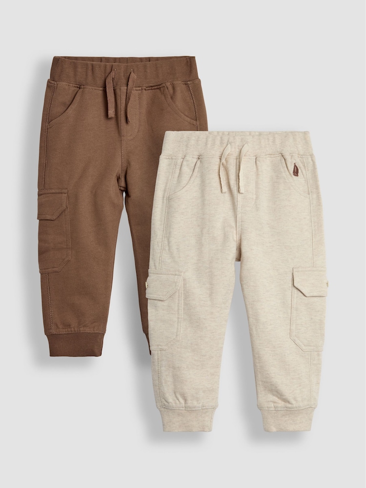 Rumenorjava & naravna melirana - Kargo hlače Jojo Maman Bébé (z žepi in hlačnicah) 100% Cotton lahke hlače za prosti čas 2 Pack - Slika 1 iz 8