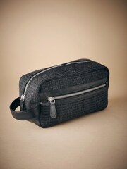 Black Monochrome Check Washbag - Image 1 of 6