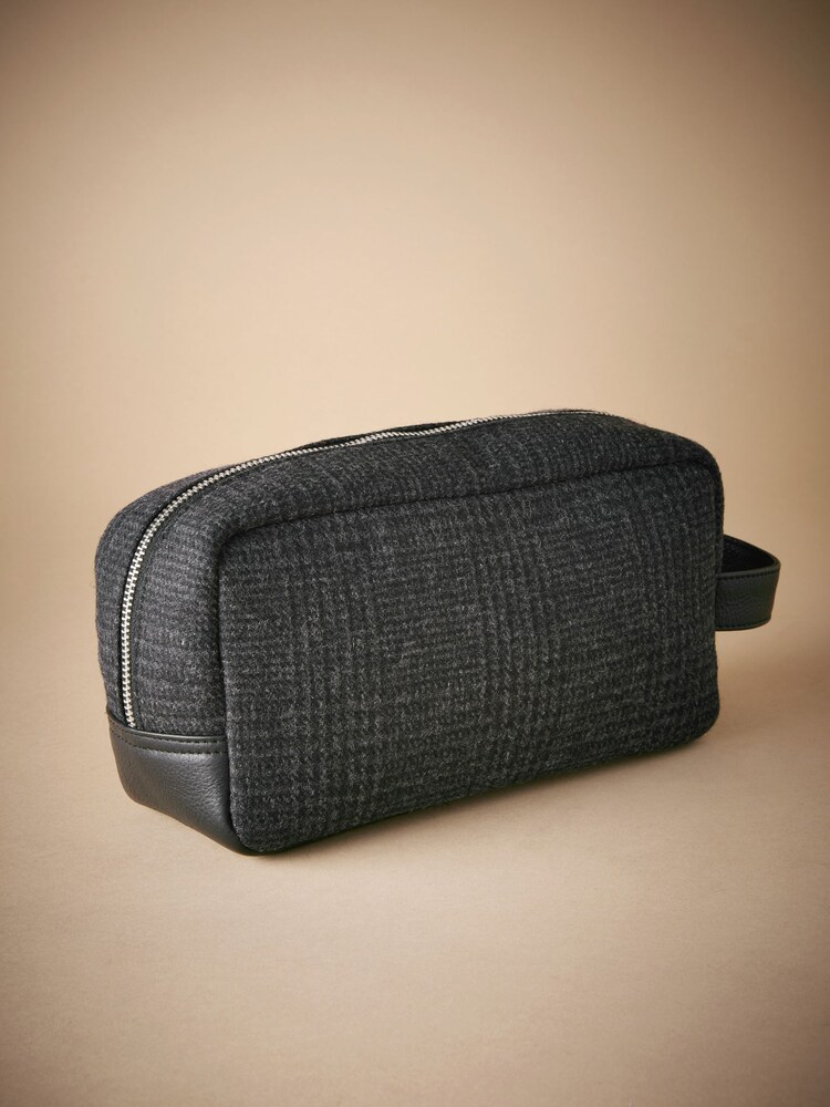 Black Monochrome Check Washbag - Image 2 of 6