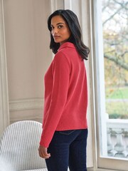 Pure Collection Red 100% Cotton Bardot Cable Sweater - Image 2 of 3