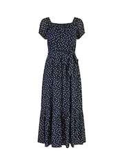 Mela Blue Foil Print Bardot Midi Dress - Image 5 of 5