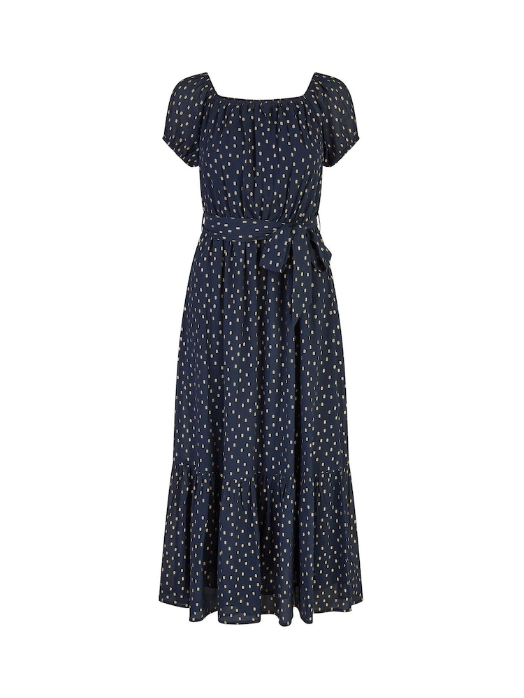 Mela Blue Foil Print Bardot Midi Dress - Image 5 of 5