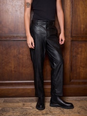 Black Edit Faux Leather Trousers - Image 2 of 4