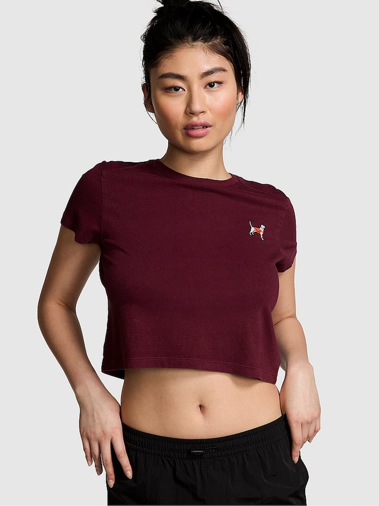 Victoria's Secret PINK Purple Rose Crop Dreamer T-Shirt - Image 1 of 3