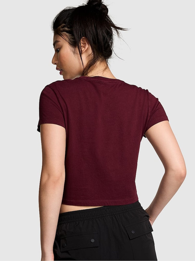 Victoria's Secret PINK Purple Rose Crop Dreamer T-Shirt - Image 2 of 3