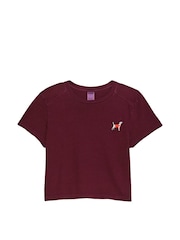 Victoria's Secret PINK Purple Rose Crop Dreamer T-Shirt - Image 3 of 3