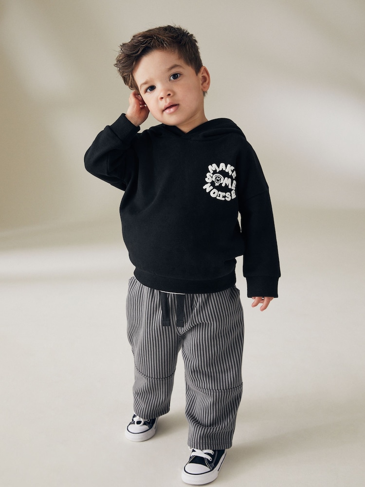 Black Stripe Hoodie and Carpenter Joggers Set (3mths-7yrs) - Image 1 of 10