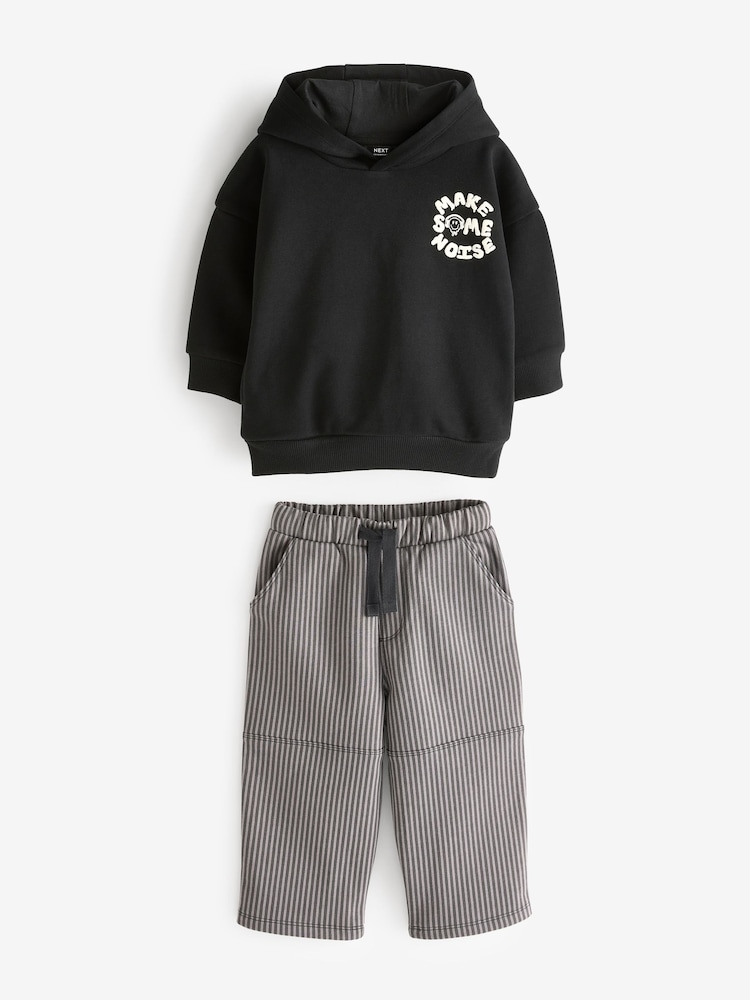 Black Stripe Hoodie and Carpenter Joggers Set (3mths-7yrs) - Image 6 of 10