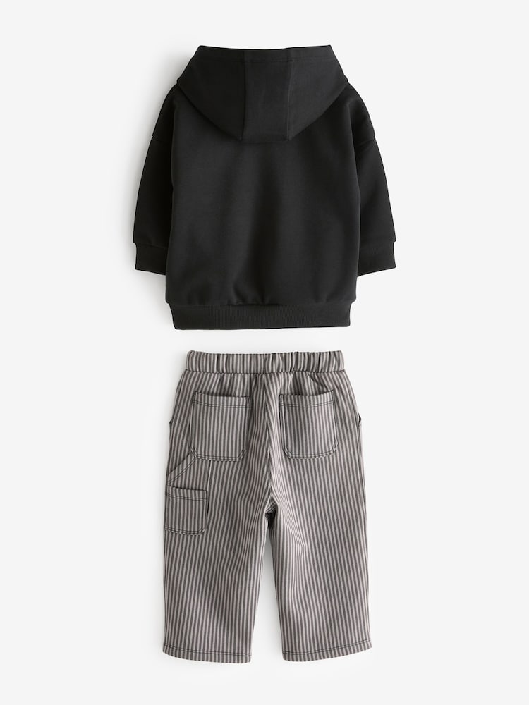 Black Stripe Hoodie and Carpenter Joggers Set (3mths-7yrs) - Image 7 of 10