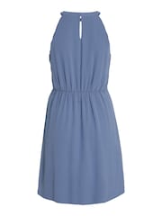 VILA Blue Halter Neck Tulle Fit And Flare Dress - Image 6 of 6