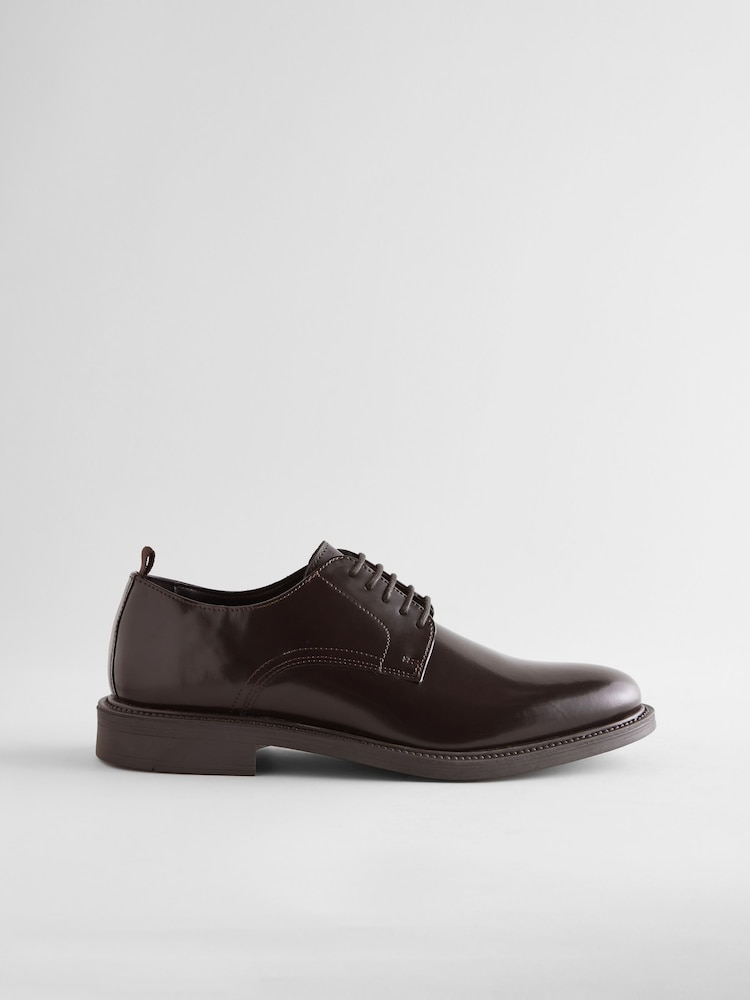 Burgunderrot - Derby-Schnürschuhe aus Leder mit dicker Sohle - Bild 2 von 5 Burgunderrot - Derby-Schnürschuhe aus Leder mit dicker Sohle - Bild 2 von 5