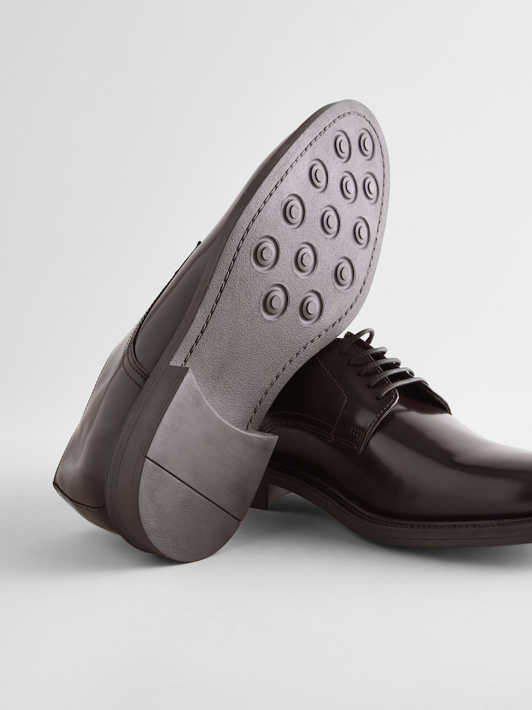 Burgundy Red Chunky Leather Derby Shoes - Image 4 of 5