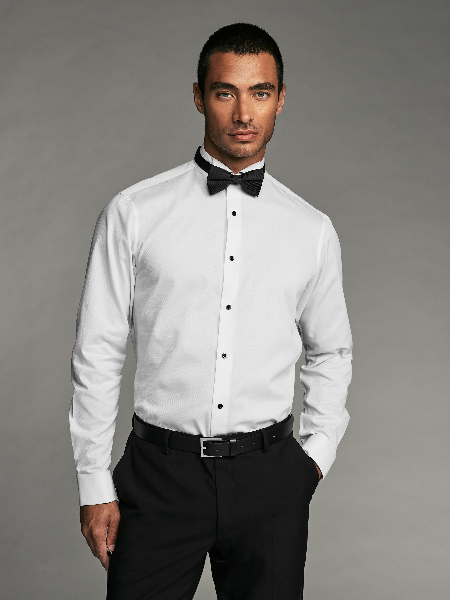 Long Sleeve Shirt with contract trimming // Dual cuffs //  contemporary fit - Final Sale