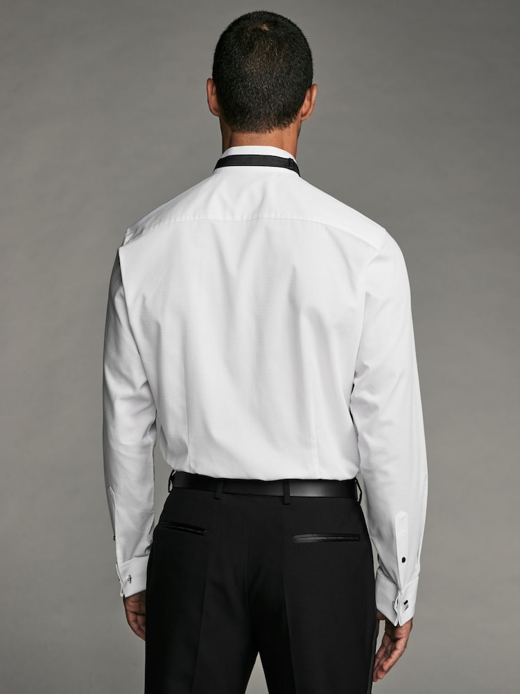 Wit - Slim Fit - Textured Double Cuff Long Sleeve Shirt With Wing Collar And Bow Tie Pack - Image 4 of 8